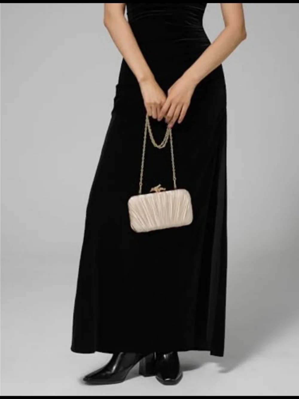 Satin Evening Clutch Purse with Detachable Chain Strap Formal Wedding Bag
